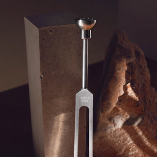 An image of the biofield tuning sound healing circuit boot accessory affixed to a tuning fork