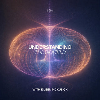 Cover artwork for the Understanding the Biofield recorded educational video featuring an abstract illustration of the human biofield.